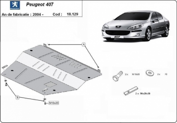 Unterfahrschutz für Motor der Marke Peugeot 407