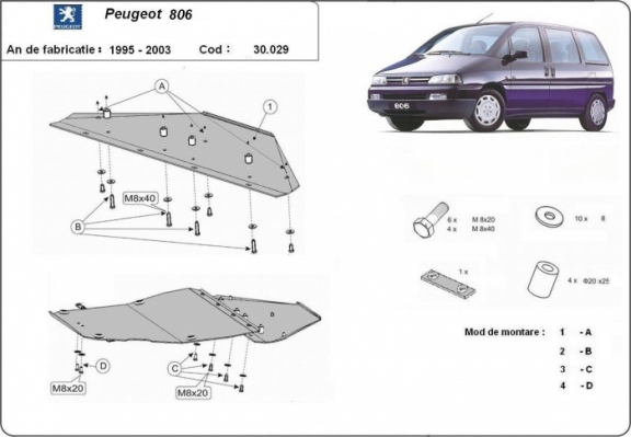 Unterfahrschutz für Motor der Marke Peugeot 806