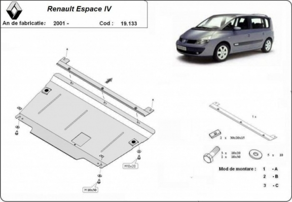 Unterfahrschutz für Motor der Marke Renault Espace 4