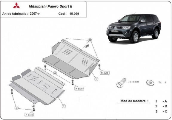 Unterfahrschutz für Motor und  kühler aus Stahl für  Mitsubishi Pajero Sport 2