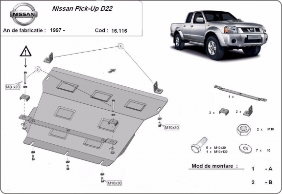 Unterfahrschutz für Motor und  kühler aus Stahl für Nissan Pick Up