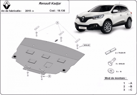 Unterfahrschutz für Motor der Marke Renault Kadjar