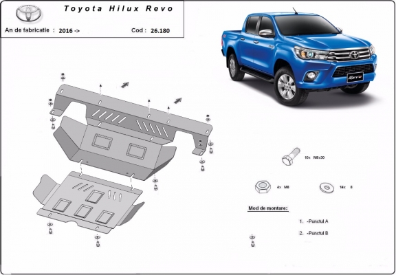 Unterfahrschutz für Motor und  kühler aus Stahl für  Toyota Hilux Revo