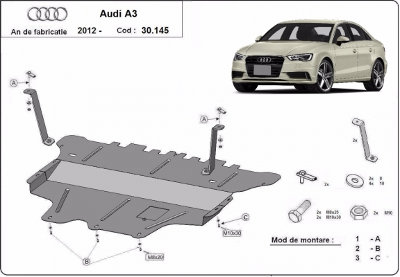 Unterfahrschutz für Motor der Marke Audi A3 (8V)