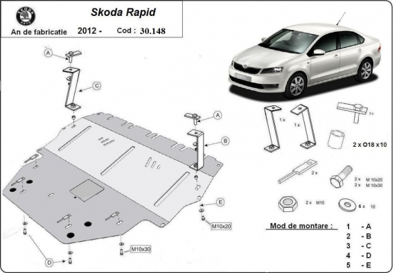 Unterfahrschutz für Motor der Marke Skoda Rapid