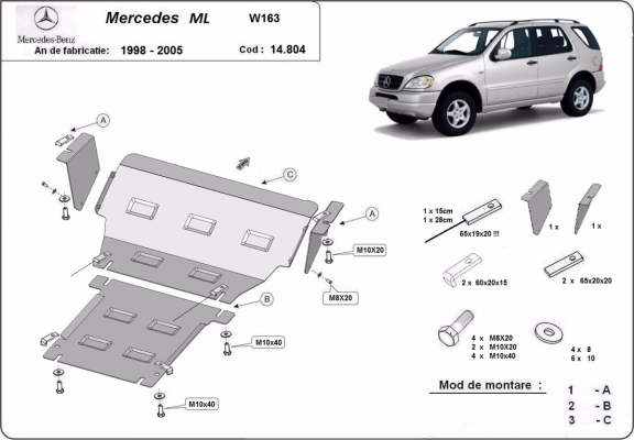Unterfahrschutz für Motor der Marke Mercedes ML W163