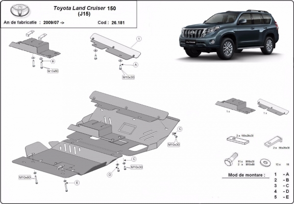 Unterfahrschutz für Motor der Marke Toyota Land Cruiser 150