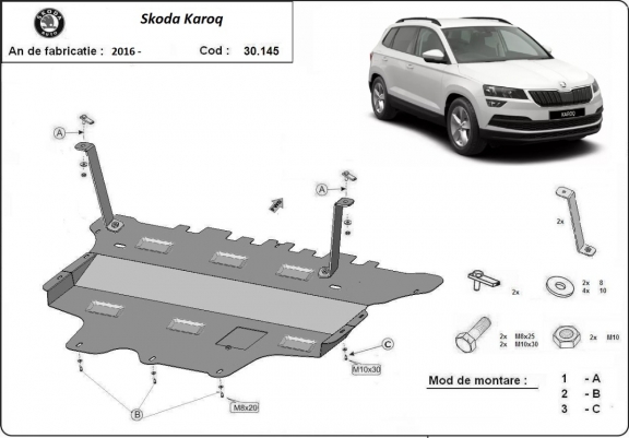 Unterfahrschutz für Motor der Marke Skoda Karoq - Schaltgetriebe