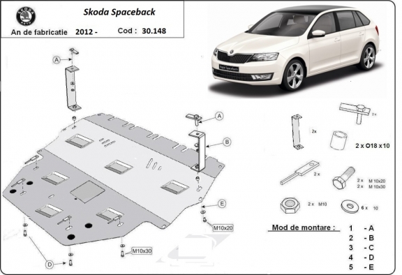 Unterfahrschutz für Motor der Marke Skoda Spaceback