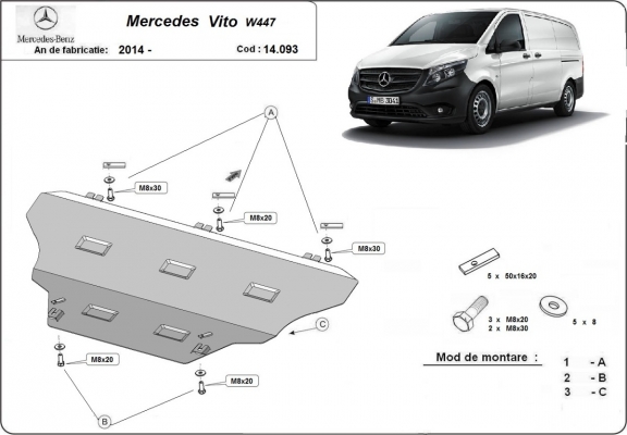 Unterfahrschutz für Motor der Marke Mercedes Vito W447, 4x2, 1.6 D
