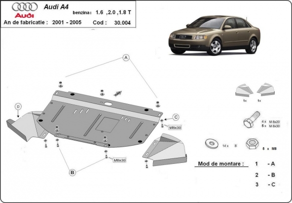 Unterfahrschutz für Motor der Marke Audi A4  B6
