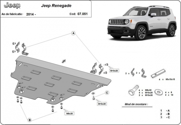 Unterfahrschutz für Motor der Marke Jeep Renegade