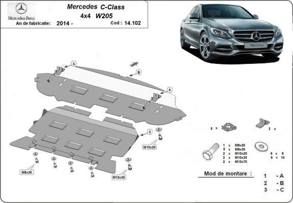 Unterfahrschutz für Motor der Marke Mercedes C-Class W205 4x4