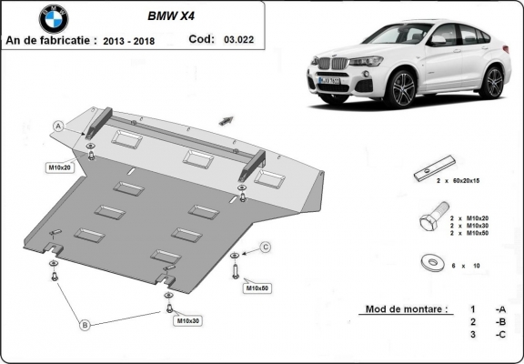 Unterfahrschutz für Motor der Marke  BMW X4 F26