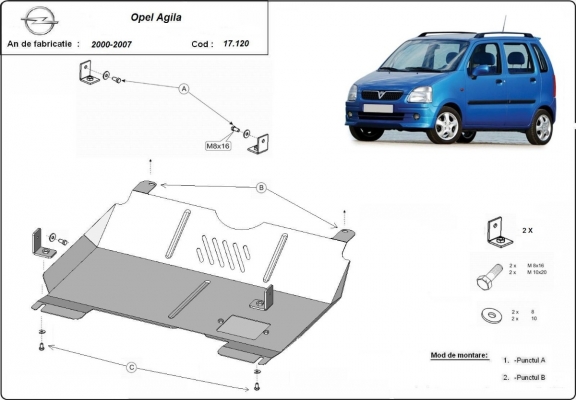 Unterfahrschutz für Motor der Marke Opel Agila (H00)