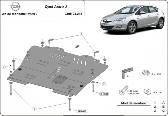Unterfahrschutz für Motor der Marke Opel Astra J
