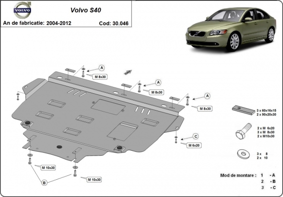 Unterfahrschutz für Motor der Marke Volvo S40
