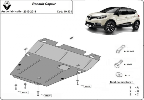 Unterfahrschutz für Motor der Marke Renault Captur
