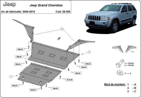 Unterfahrschutz für Motor der Marke Jeep Grand Cherokee
