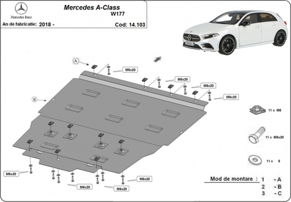 Unterfahrschutz für Motor der Marke Mercedes A-Class W177