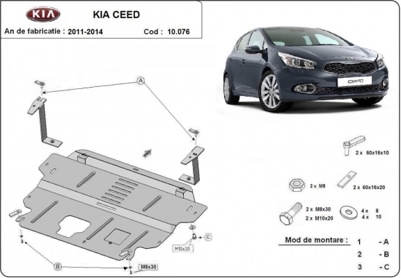 Unterfahrschutz für Motor und Getriebe aus Stahl für  Kia Ceed