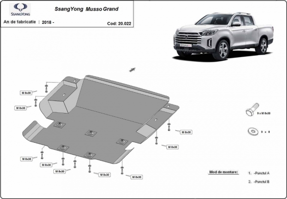 Unterfahrschutz für Motor der Ssangyong Musso Grand