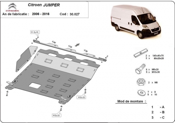 Unterfahrschutz für Motor der Marke Citroen Jumper