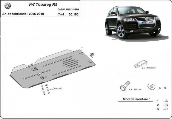 Stahl Schaltgetriebe Schutz für  VW Touareg 7L