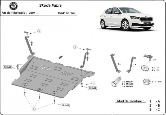 Unterfahrschutz für Motor der Marke Skoda Fabia
