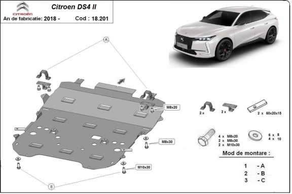 Unterfahrschutz für Motor der Marke Citroen DS4 II