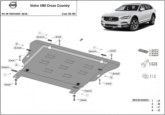 Unterfahrschutz für Motor der Marke Volvo V90 Cross Country