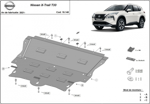 Unterfahrschutz für Motor der Marke Nissan X-Trail T33