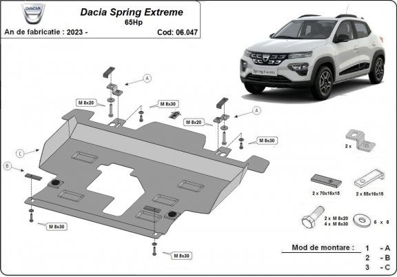 Unterfahrschutz für Motor der Marke Dacia Spring Extreme