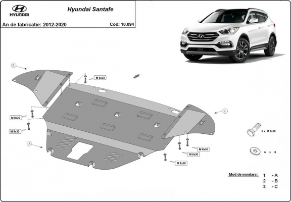 Unterfahrschutz für Motor der Marke Hyundai Santa Fe