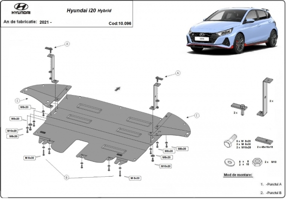 Unterfahrschutz für Motor der Marke Hyundai i20 Hybrid