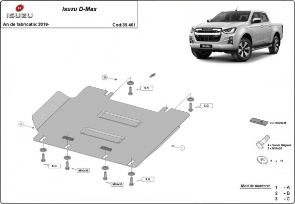 Unterfahrschutz für Motor der Marke Isuzu D-Max