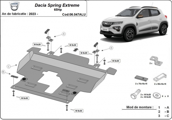 Aluminium  Unterfahrschutz Dacia Spring Extreme