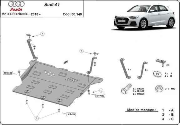 Unterfahrschutz für Motor der Marke Audi A1