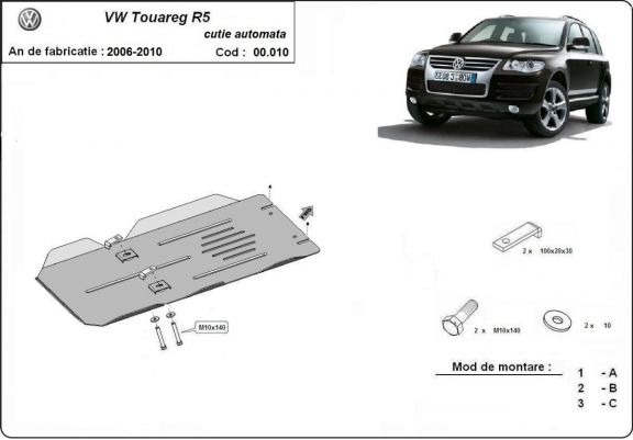 Unterfahrschutz aus Stahl für Automatikgetriebe der Marke Volkswagen Touareg 7L