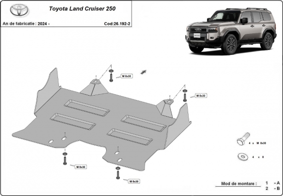 Unterfahrschutz aus Stahl für Motor der Marke Toyota Land Cruiser 250
