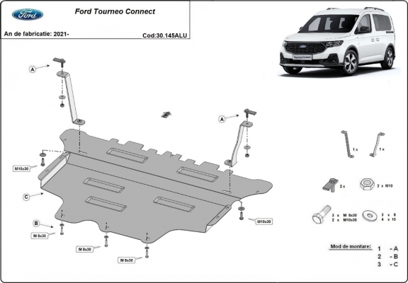 Aluminium Unterfahrschutz für Motor der Marke Ford Tourneo Connect
