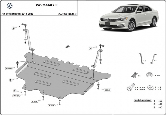 Aluminium Unterfahrschutz für Motor der Marke VW Passat B8