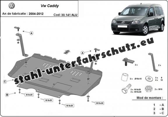 Aluminium Unterfahrschutz für Motor und Getriebe für den VW Caddy