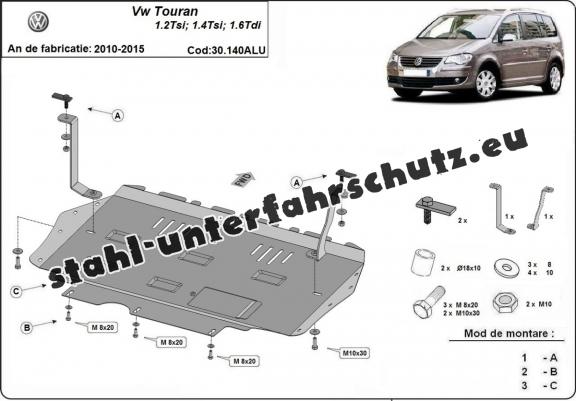 Aluminium Unterfahrschutz für Motor und Getriebe für den Volkswagen Touran