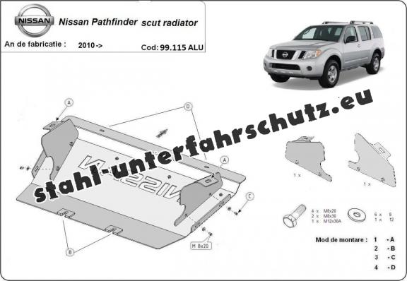 Unterer Aluminium-Kühlerschutz für den Nissan Pathfinder