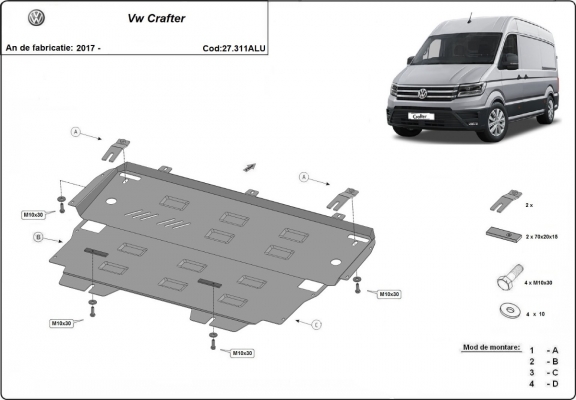 Aluminium Unterfahrschutz für Motor und Getriebe für den Vw Crafter