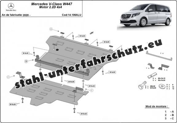 Aluminium Unterfahrschutz für Motor der Marke Mercedes V-Class W447
