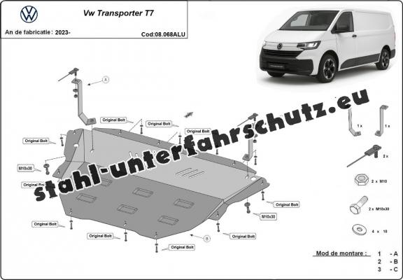 Aluminium Unterfahrschutz für Motor und Getriebe für den Volkswagen Transporter T7 Van