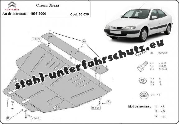 Unterfahrschutz für Motor und Getriebe aus Stahl für   Citroen Xsara