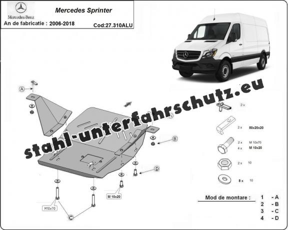 Aluminium Unterfahrschutz für Motor und Getriebe für Mercedes Sprinter